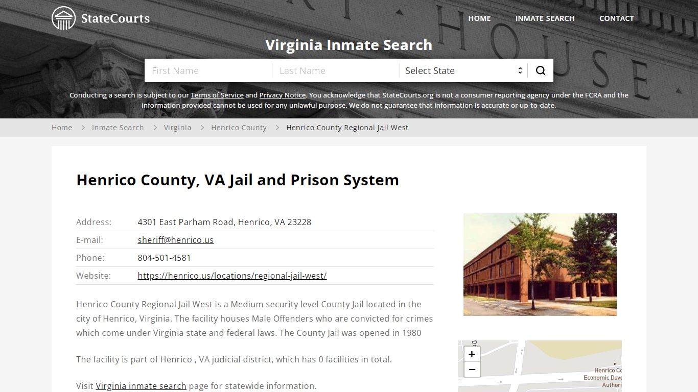 Henrico County Regional Jail West Inmate Records Search, Virginia ...
