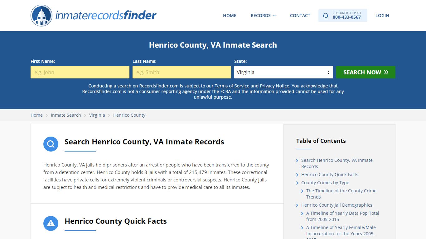 Henrico County, VA Inmate Lookup & Jail Records Online - RecordsFinder